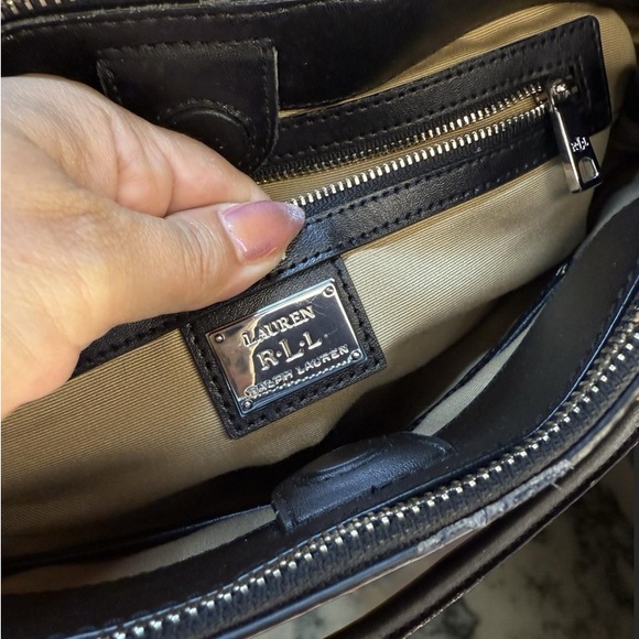 Ralph Lauren Black Satchel with White Stitching - Picture 4 of 9